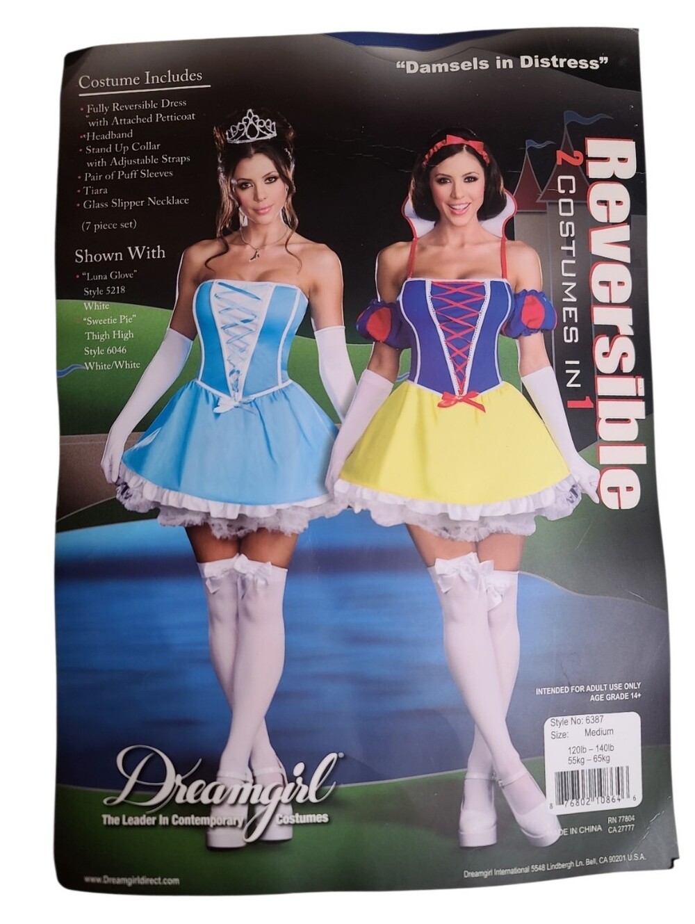 Y2K 2000s Dreamgirl Reversible 2 In 1 Cinderella & Snow White Costume Set M